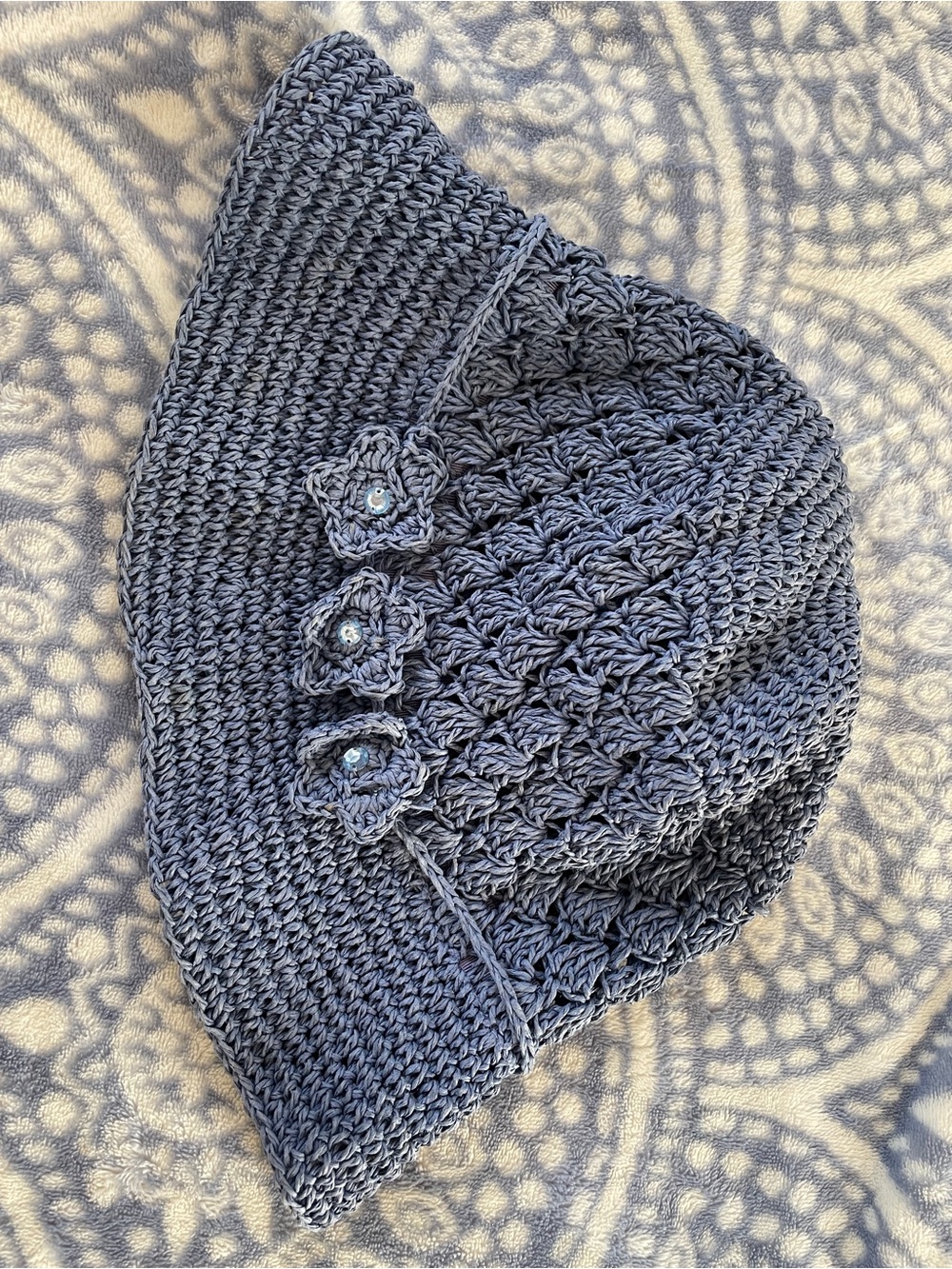 Xhilaration Crocheted Bucket Hat in Slate Blue